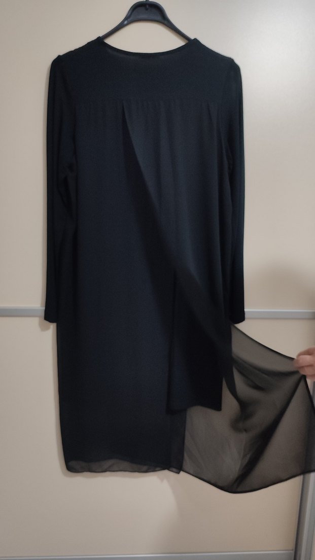 Siyah Uzun Kollu Salaş Elbise Tunik - Görsel 3