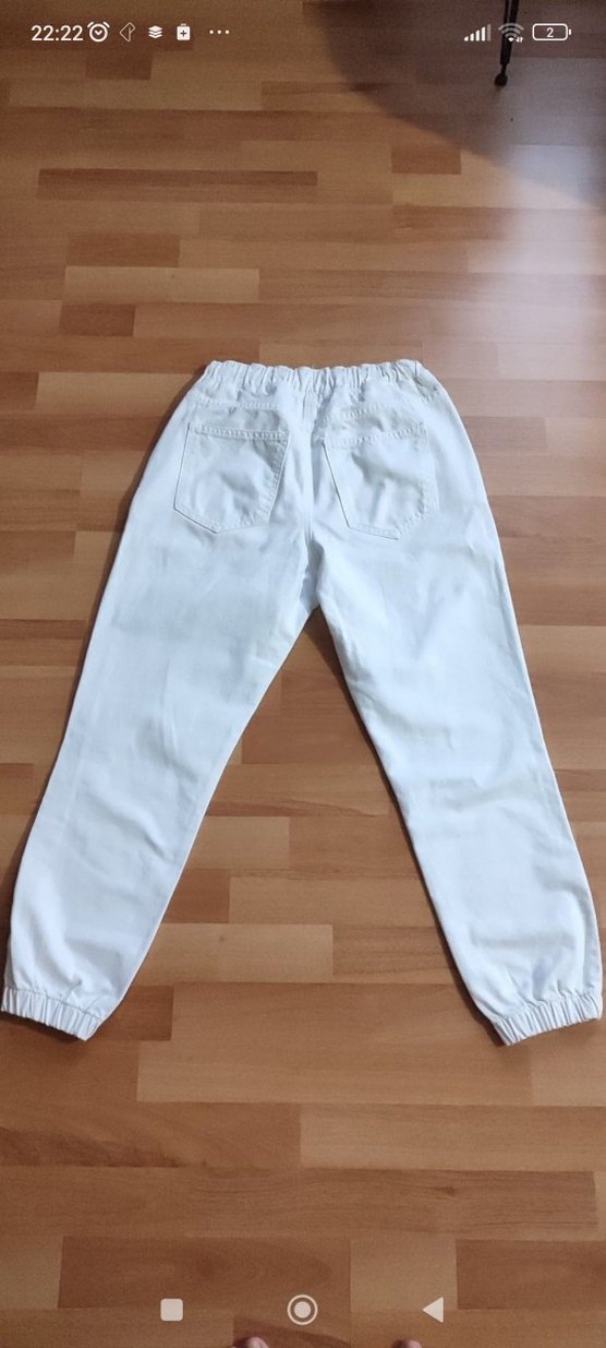 Beyaz Rahat Kesim Denim Kadın Pantolon - Görsel 2