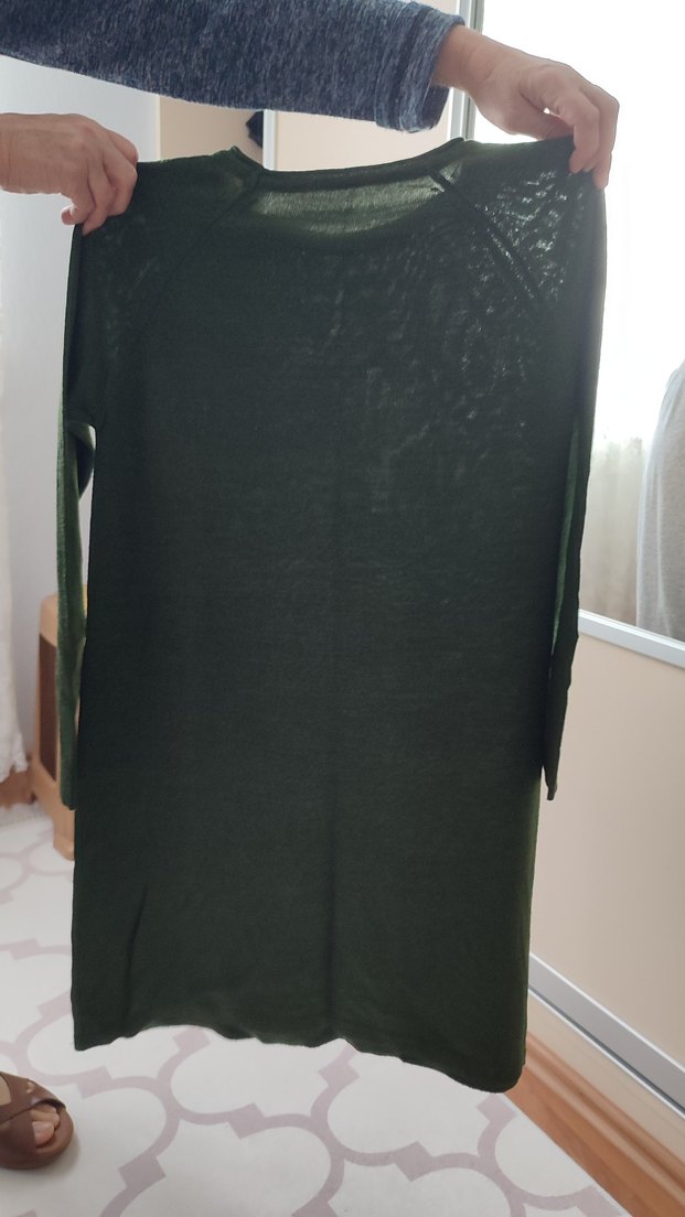 Uzun Kollu Yeşil Triko Kadın Kazak - Görsel 4