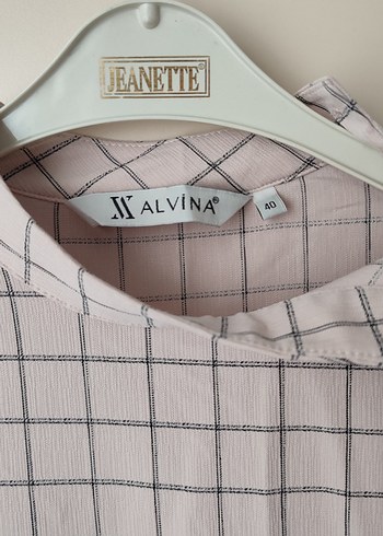 Düğmeli Uzun Kadın Bej Ekose Tunik - Görsel 6