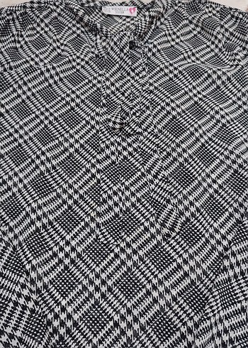 Gri Ekose Desenli Uzun Kollu Kadın Gömlek - Görsel 4