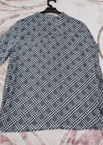 Gri Ekose Desenli Uzun Kollu Kadın Gömlek - Görsel 5