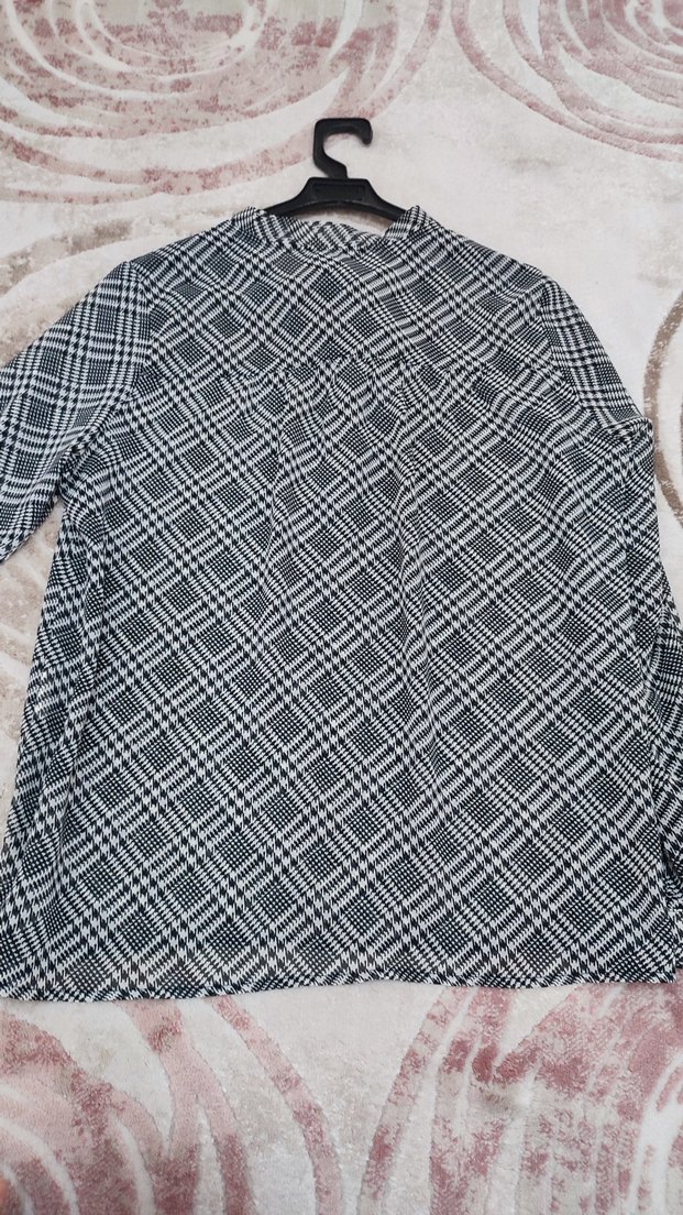 Gri Ekose Desenli Uzun Kollu Kadın Gömlek - Görsel 5