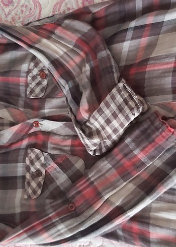 Gri Ekose Pamuklu Uzun Kollu Gömlek - Görsel 3