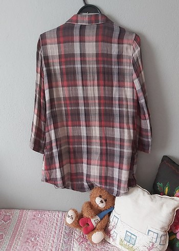 Gri Ekose Pamuklu Uzun Kollu Gömlek - Görsel 2