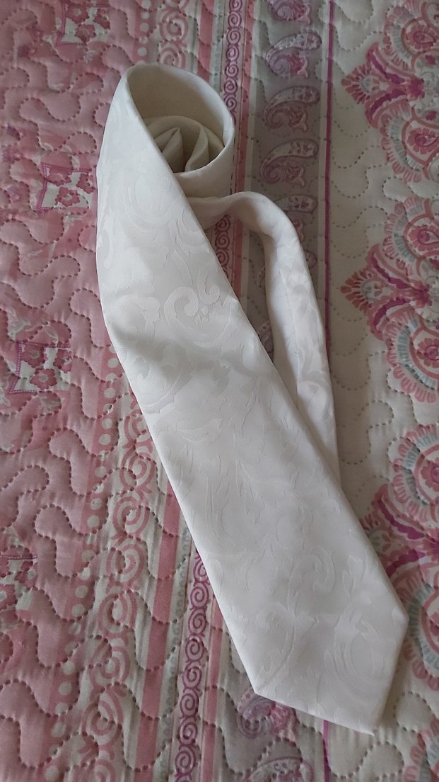 Beyaz Erkek Kravat - Görsel 4