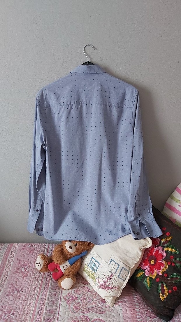 Düğmeli Uzun Kollu Erkek Gömlek - Görsel 2