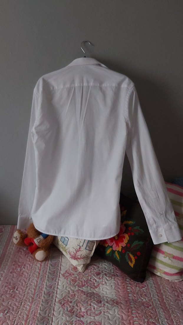 Düğmeli Beyaz Pamuklu Erkek Gömlek - Görsel 2