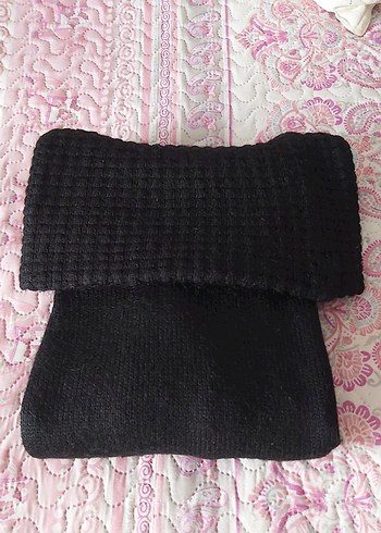 Siyah Boğazlı Triko Kadın Kazak - Görsel 5