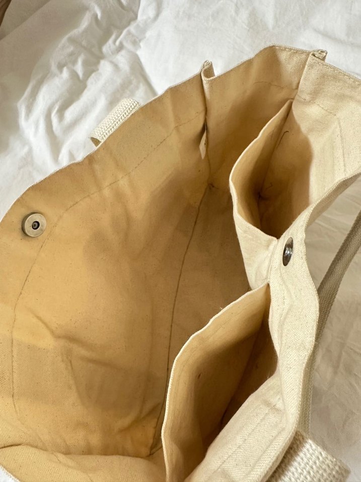 Miaju Krem Rengi Kanvas Tote Çanta - Görsel 3