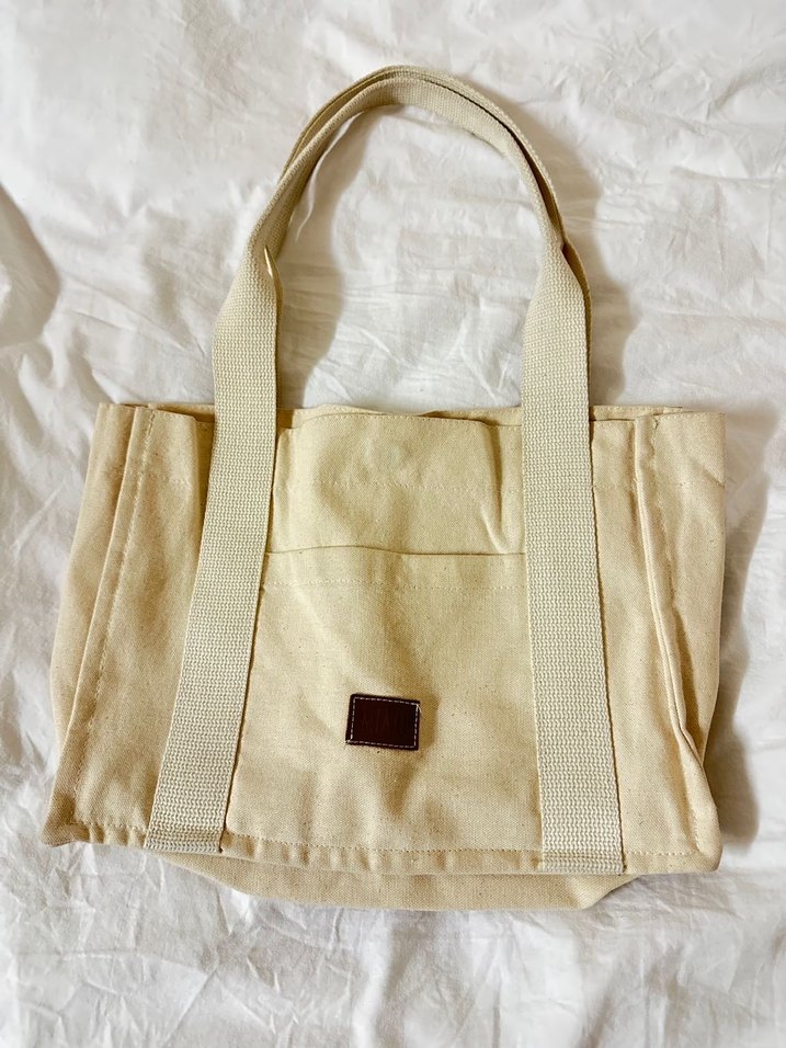 Miaju Krem Rengi Kanvas Tote Çanta - Görsel 2