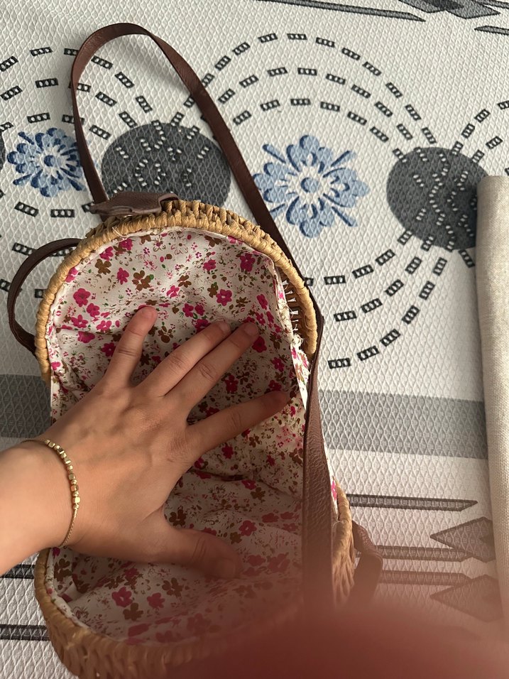 Bej Yuvarlak Sepet Çanta - Görsel 2