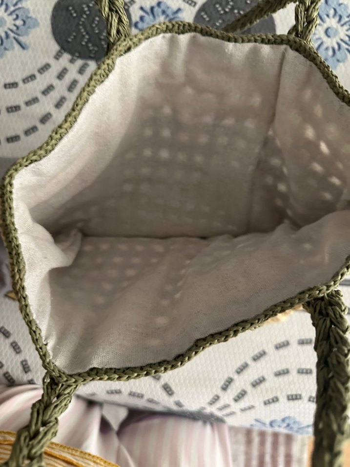 Bej ve Gri Dantel Detaylı Örgü Kadın Çanta - Görsel 4