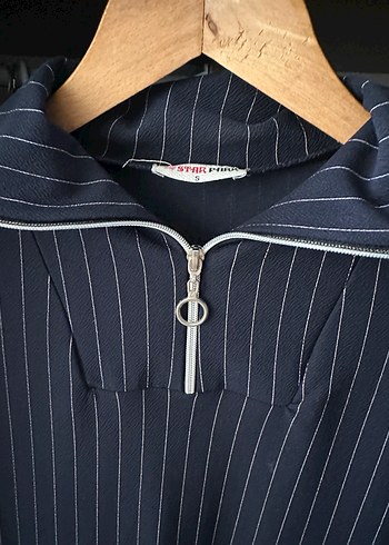 Çizgili Uzun lacivert Kadın Elbise - Görsel 3