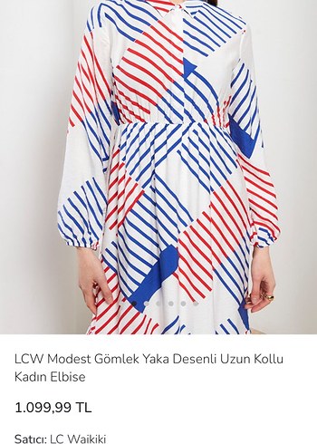 LCW Modest Uzun Kollu Desenli Kadın Elbise - Görsel 3