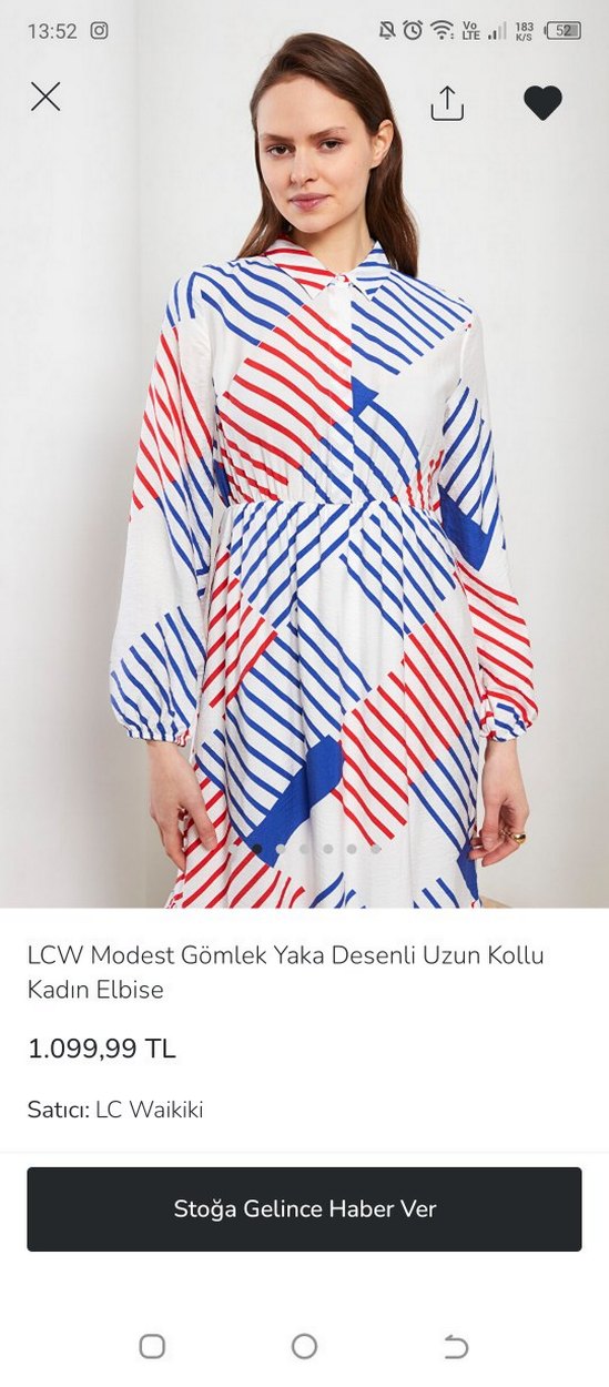 LCW Modest Uzun Kollu Desenli Kadın Elbise - Görsel 3