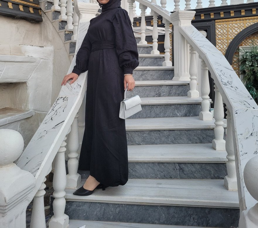 Ceylan Otantik Siyah Uzun Abiye Elbise - Görsel 3