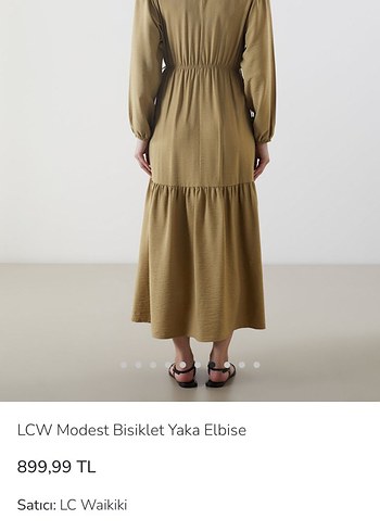 LCW bej haki yeşil Uzun Salaş Elbise - Görsel 6