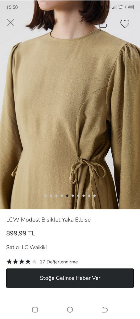 LCW bej haki yeşil Uzun Salaş Elbise - Görsel 5