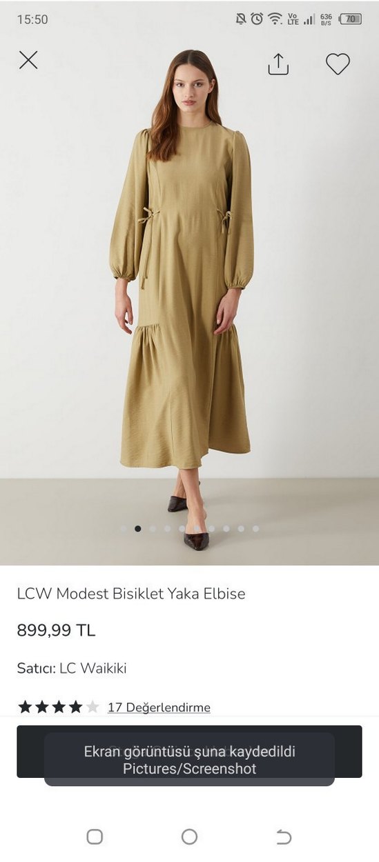 LCW bej haki yeşil Uzun Salaş Elbise - Görsel 2