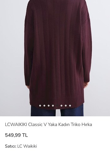 LC Waikiki Bordo V Yaka Kadın Triko Hırka - Görsel 2