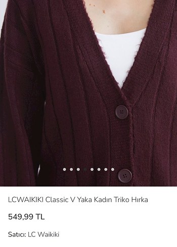 LC Waikiki Bordo V Yaka Kadın Triko Hırka - Görsel 3