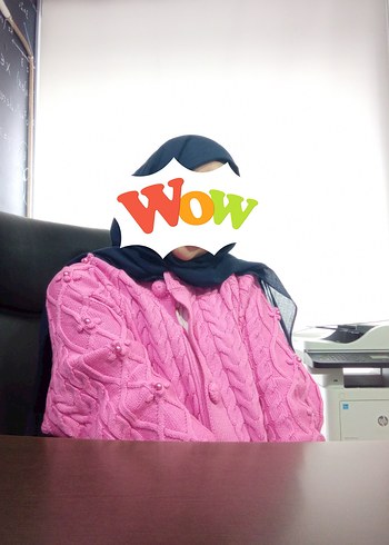 Hooopstore Çiçek Aksesuarlı Pembe Örme Hırka - Görsel 3