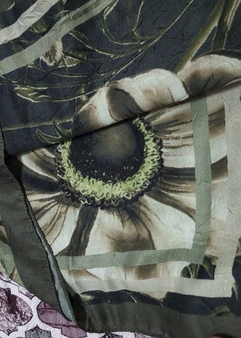 modakasmir haki yeşil bambu desenli sal - Görsel 3