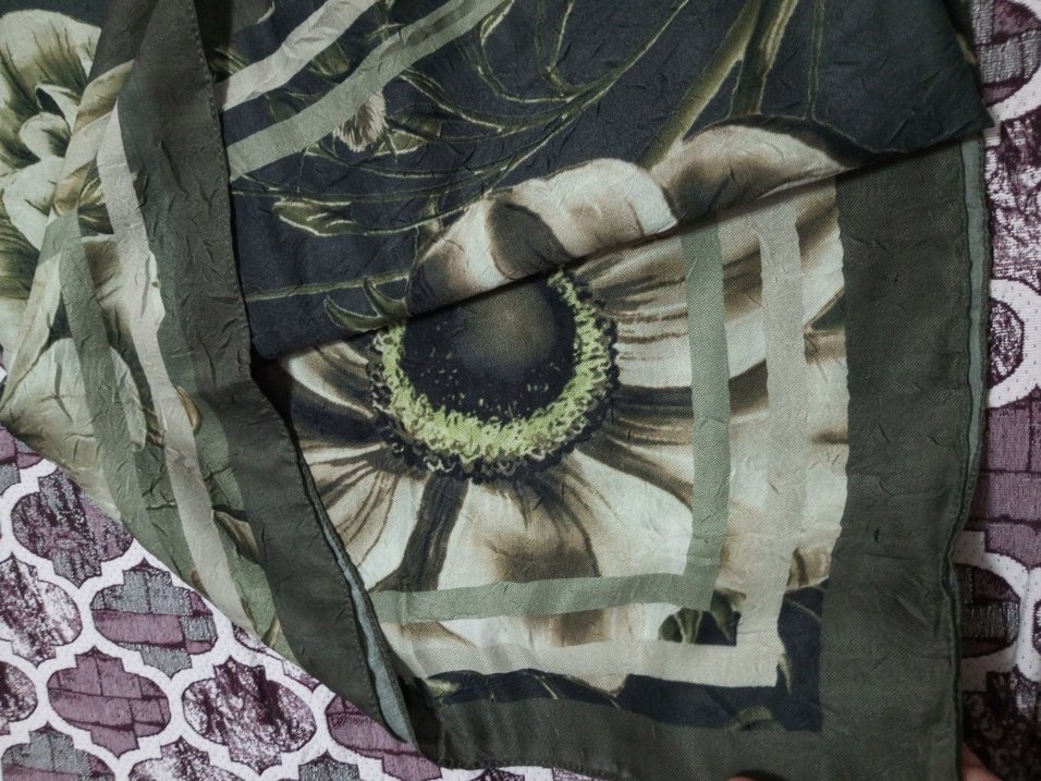 modakasmir haki yeşil bambu desenli sal - Görsel 3