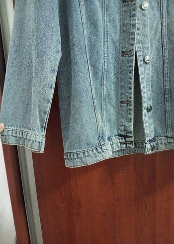 Düğmeli Kadın Mavi Kot Ceket - Görsel 5