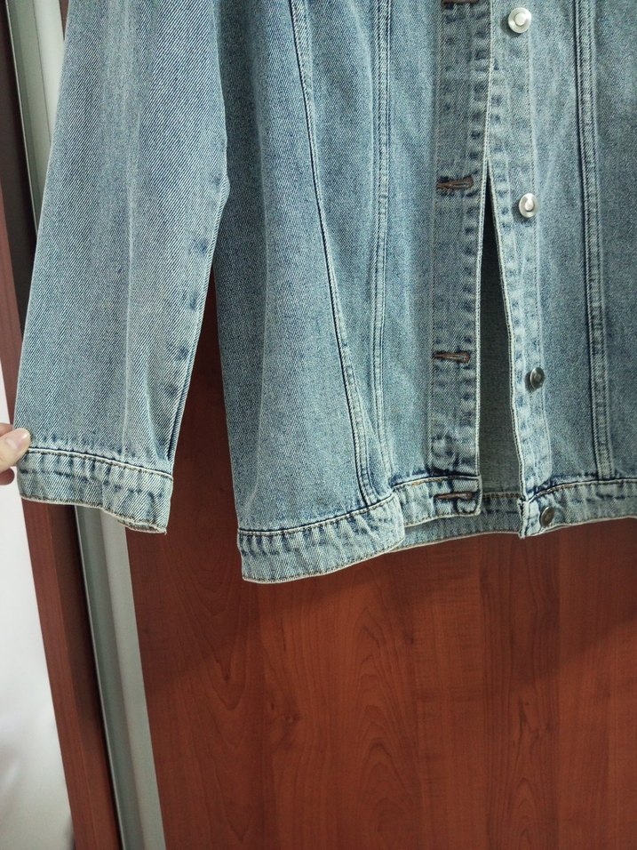 Düğmeli Kadın Mavi Kot Ceket - Görsel 5