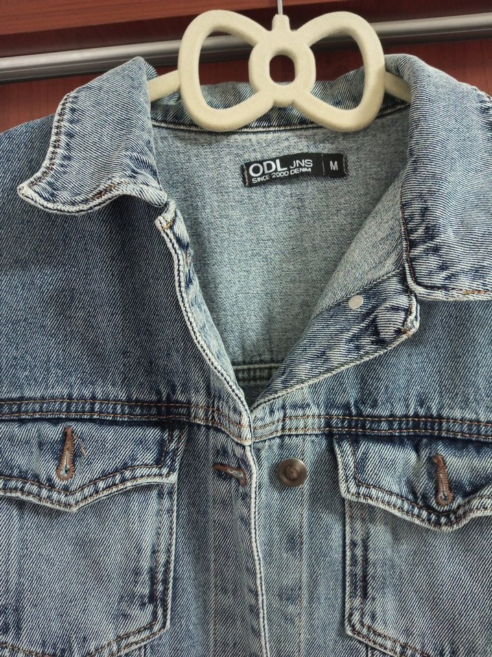 Düğmeli Kadın Mavi Kot Ceket - Görsel 2