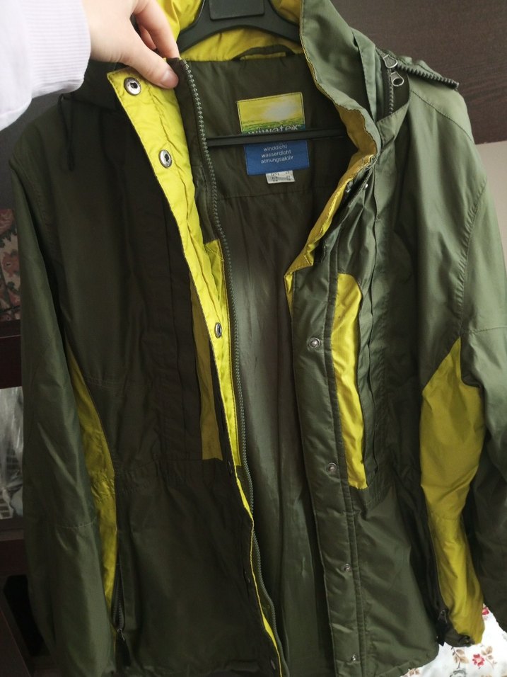 Yeşil ve Sarı Fermuarlı yağmurluk mont unisex erkek - Görsel 3