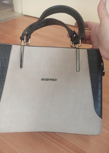 U.S Polo Assn. Bej Siyah Deri Kadın Çanta