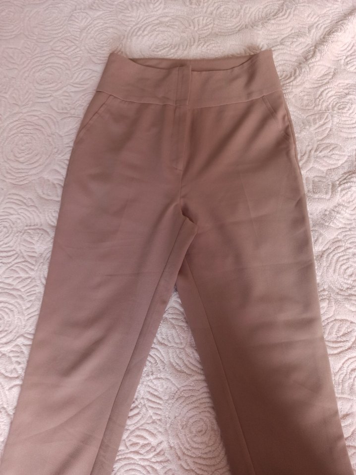 Bej Kadın Midi Kumaş Pantolon - Görsel 4