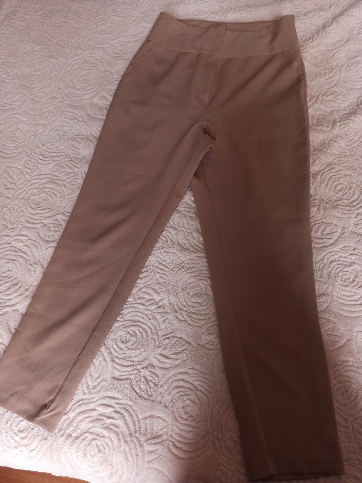 Bej Kadın Midi Kumaş Pantolon - Görsel 2