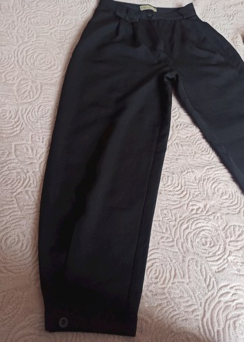 Kadın şalvarlı Siyah Pilili Kumaş Pantolon - Görsel 3