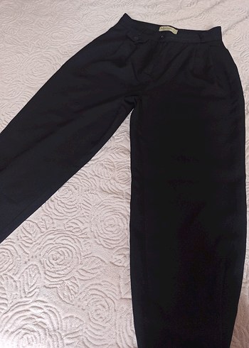 Kadın şalvarlı Siyah Pilili Kumaş Pantolon - Görsel 5