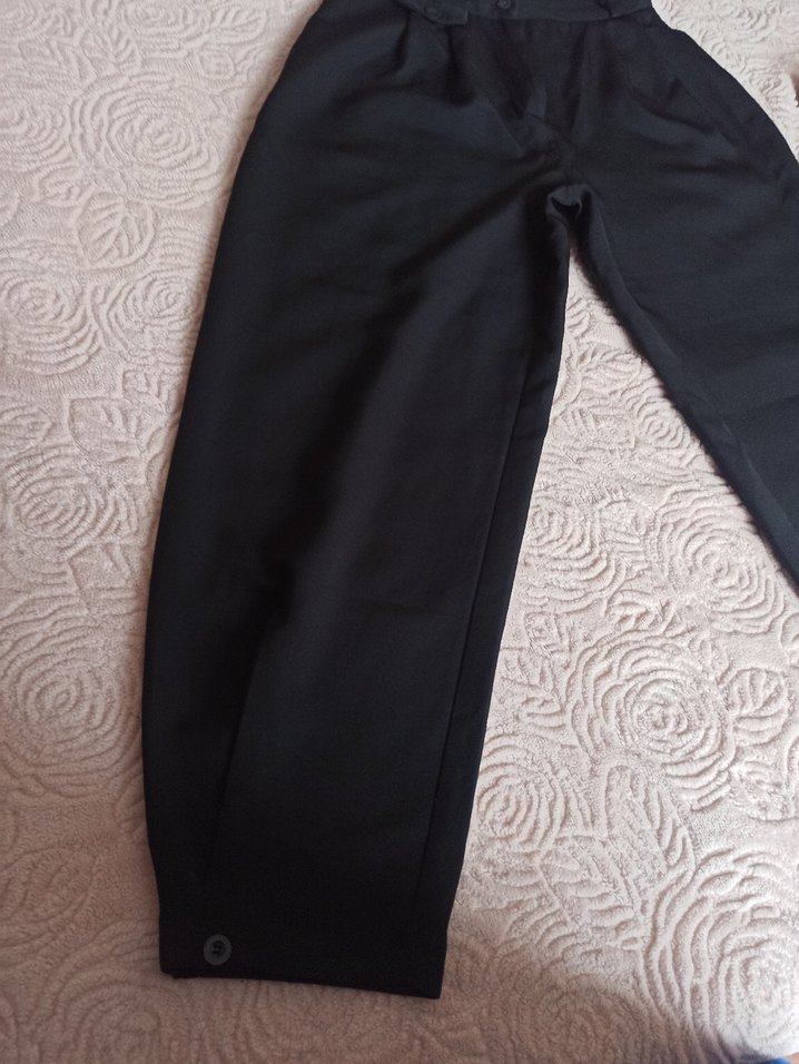 Kadın şalvarlı Siyah Pilili Kumaş Pantolon - Görsel 2