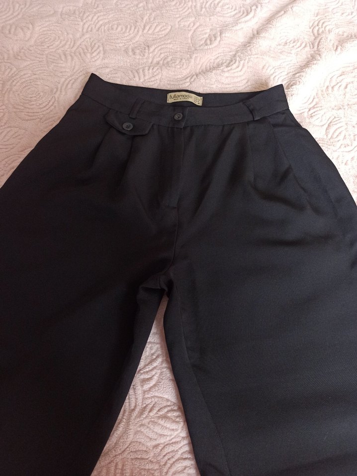 Kadın şalvarlı Siyah Pilili Kumaş Pantolon - Görsel 4