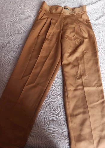 Kadın taba Pilili Midi Kumaş Pantolon - Görsel 3