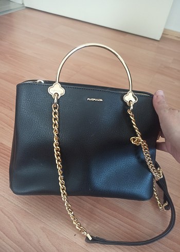 Siyah Yılan Desenli Deri Kadın Çanta - Görsel 2