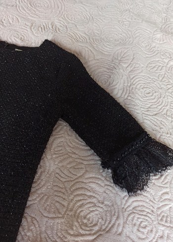 Siyah Triko Midi Elbise kısa Kollu - Görsel 4