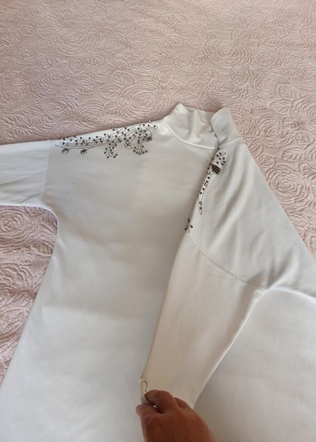 Payetli Beyaz Kadın Bluz, uzun Kollu, BolKesim - Görsel 4