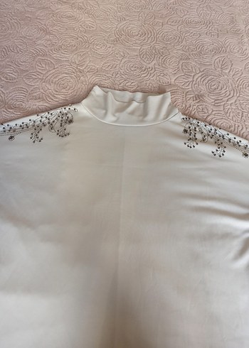 Payetli Beyaz Kadın Bluz, uzun Kollu, BolKesim - Görsel 3