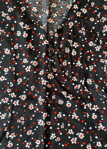 Çiçek Desenli V Yaka Midi Elbise - Görsel 4