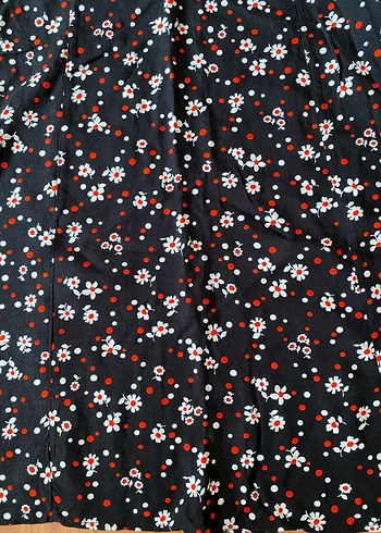 Çiçek Desenli V Yaka Midi Elbise - Görsel 6