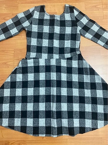 Kaşe kareli Elbise - Görsel 3