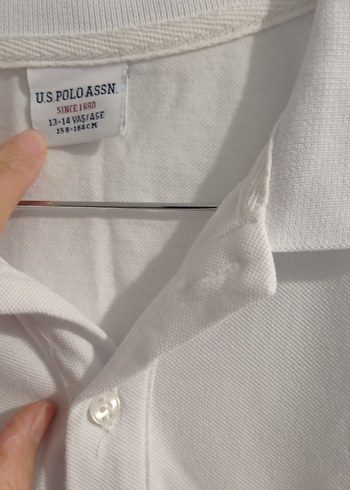 13-14 Yaş Beden Erkek Beyaz Uzun Kollu Polo Tişört