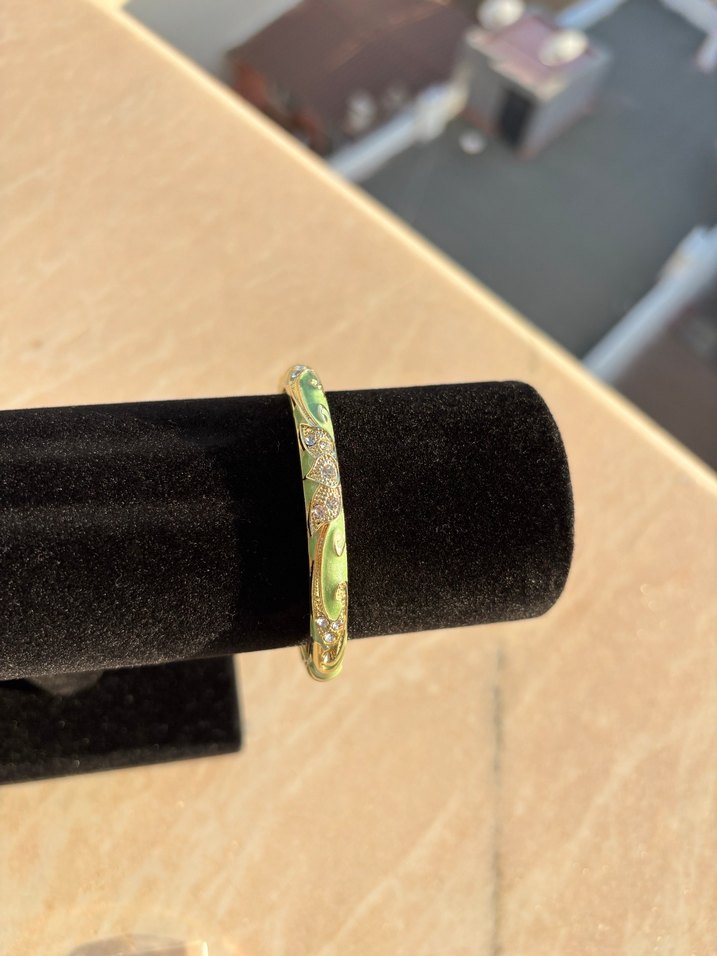 Yılan Desenli Boncuklu Yeşil mineli Bileklik - Görsel 2